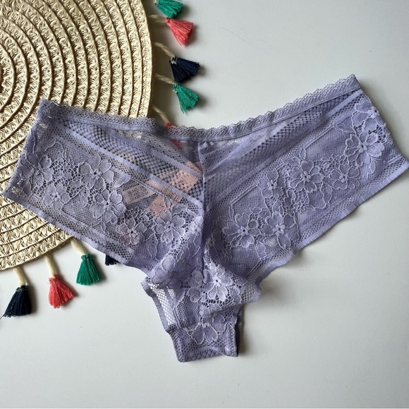 Victoria's Secret The Lacie Floral Stripe Cheeky Panty Periwinkle Small NEW - Picture 8 of 8